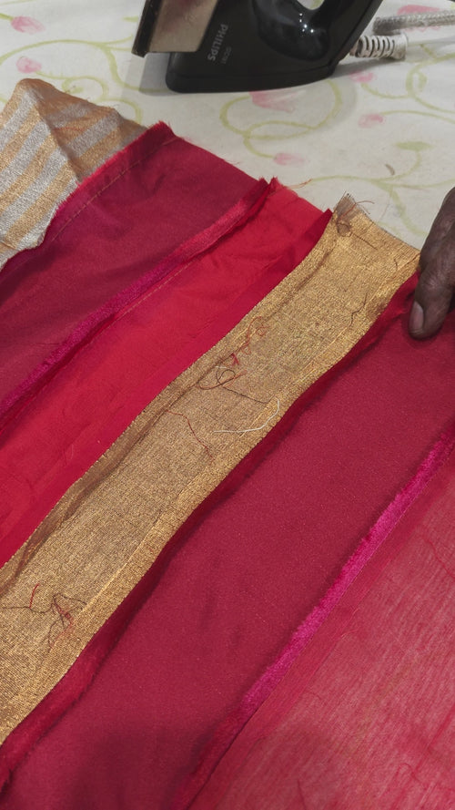 Red and gold Patchwork blouse piece