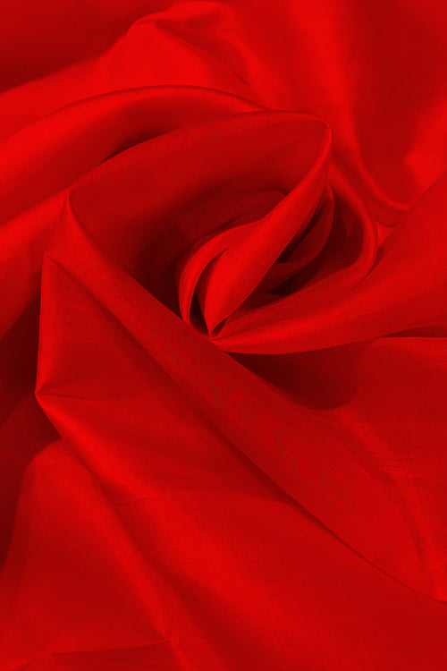 Handwoven red silk fabric