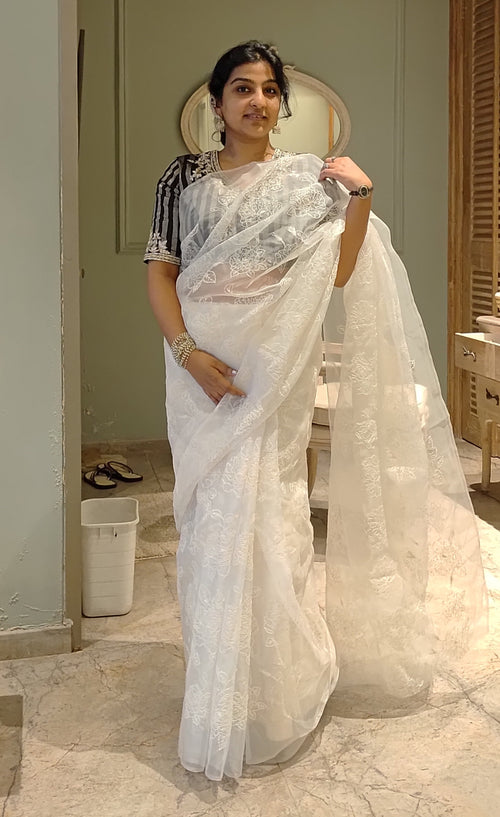 White Organza Nargis Saree