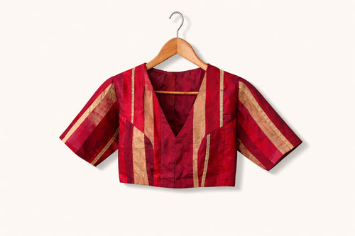 Red and gold Patchwork blouse piece