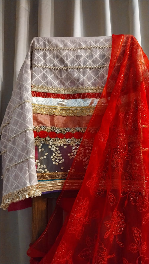 Lilac and pink unstitched blouse