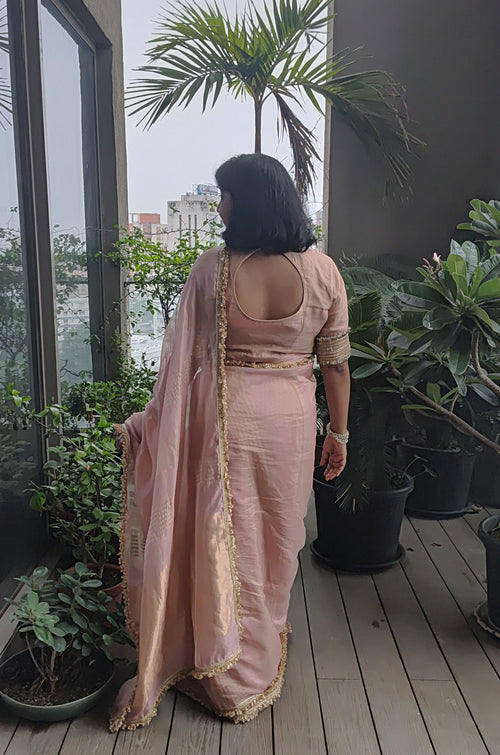 Handloom cotton tissue sari 