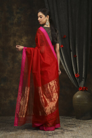 Red Nisha Cotton Silk Saree