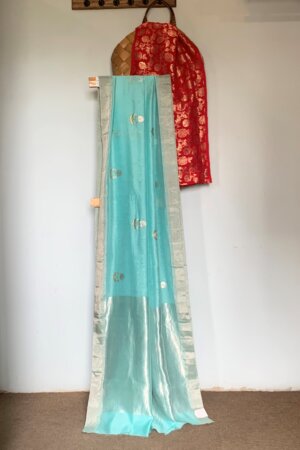 Summer cotton silk saree, Light blue saree, soft comfortable saree